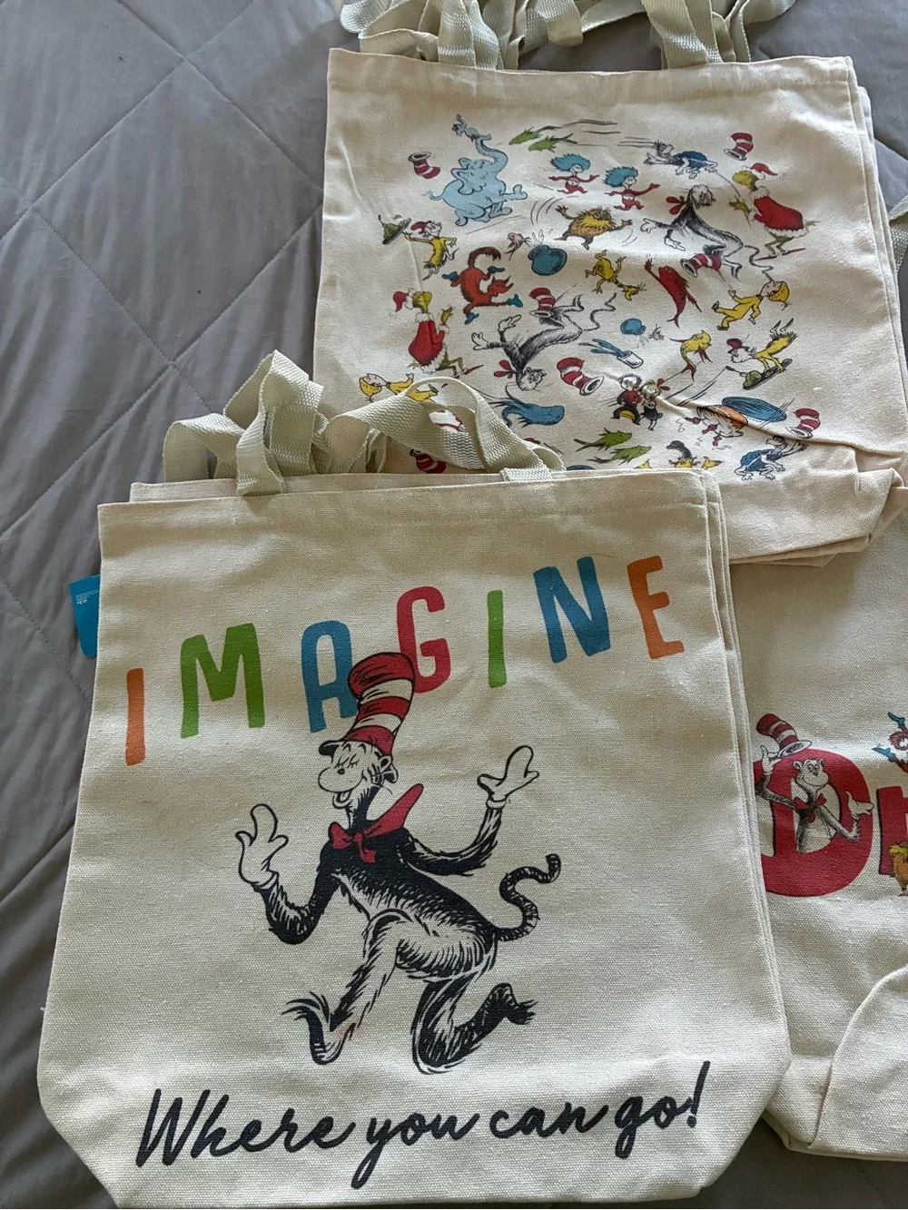 Dr. Seuss Canvas Tote Bags - set of 7.